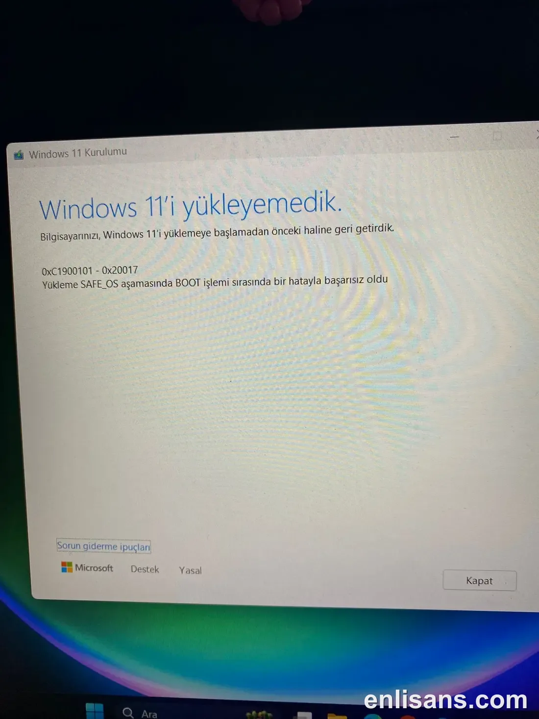 Windows 11 Yükseltme Hatası 0xC1900101 (Sürücü Kaynaklı) Nasıl Çözülür? ekran görüntüsü — Enlisans
