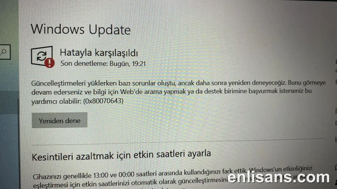 0x80070643 WinRE Güncellemesi: Kurtarma Bölümünü Genişletme Çözümü ekran görüntüsü — Enlisans